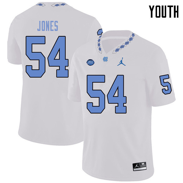 Jordan Brand Youth #54 Avery Jones North Carolina Tar Heels College Football Jerseys Sale-White